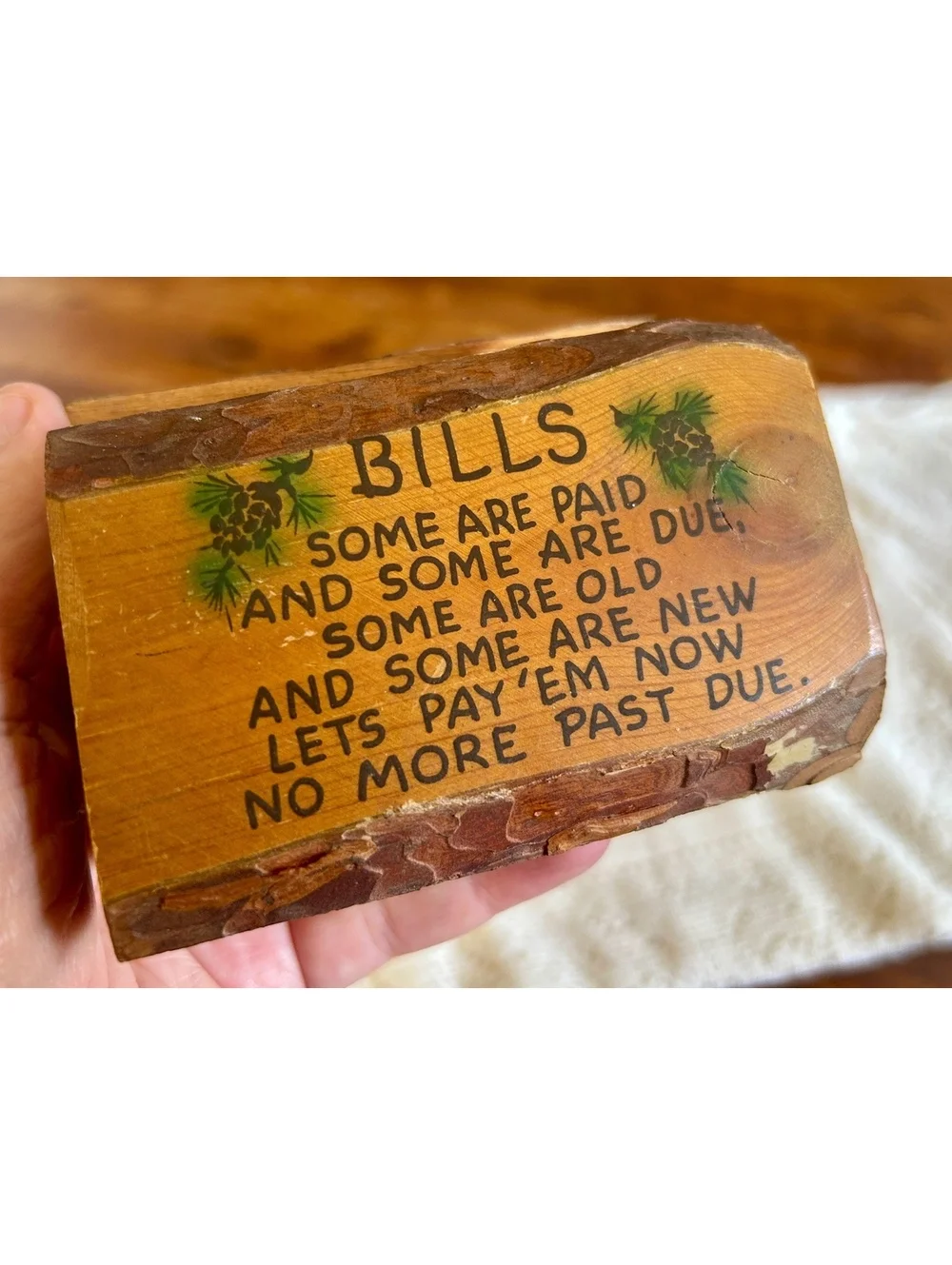 Vintage Cowell Redwood State Park Wooden Bill Holder